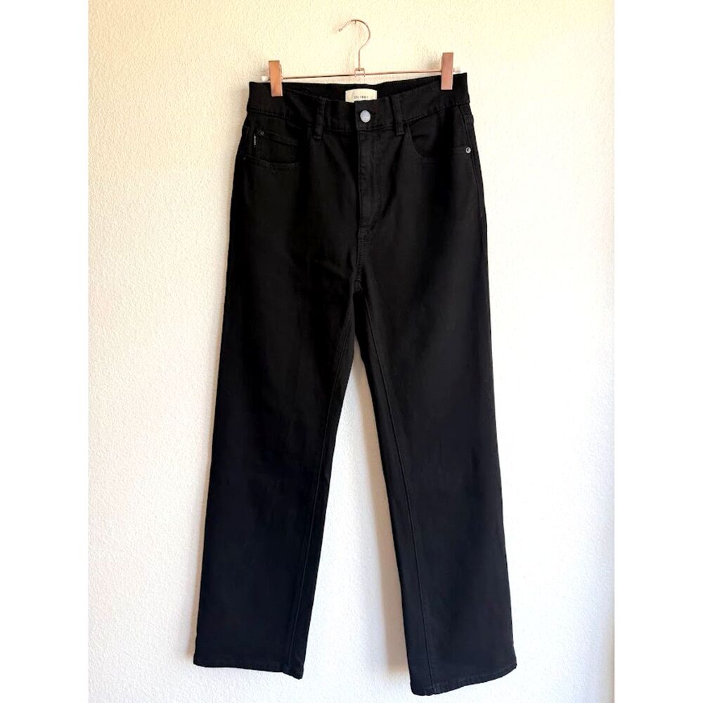 DL1961 Patti Straight High Rise Vintage Ankle Jeans in Black Peached size 26